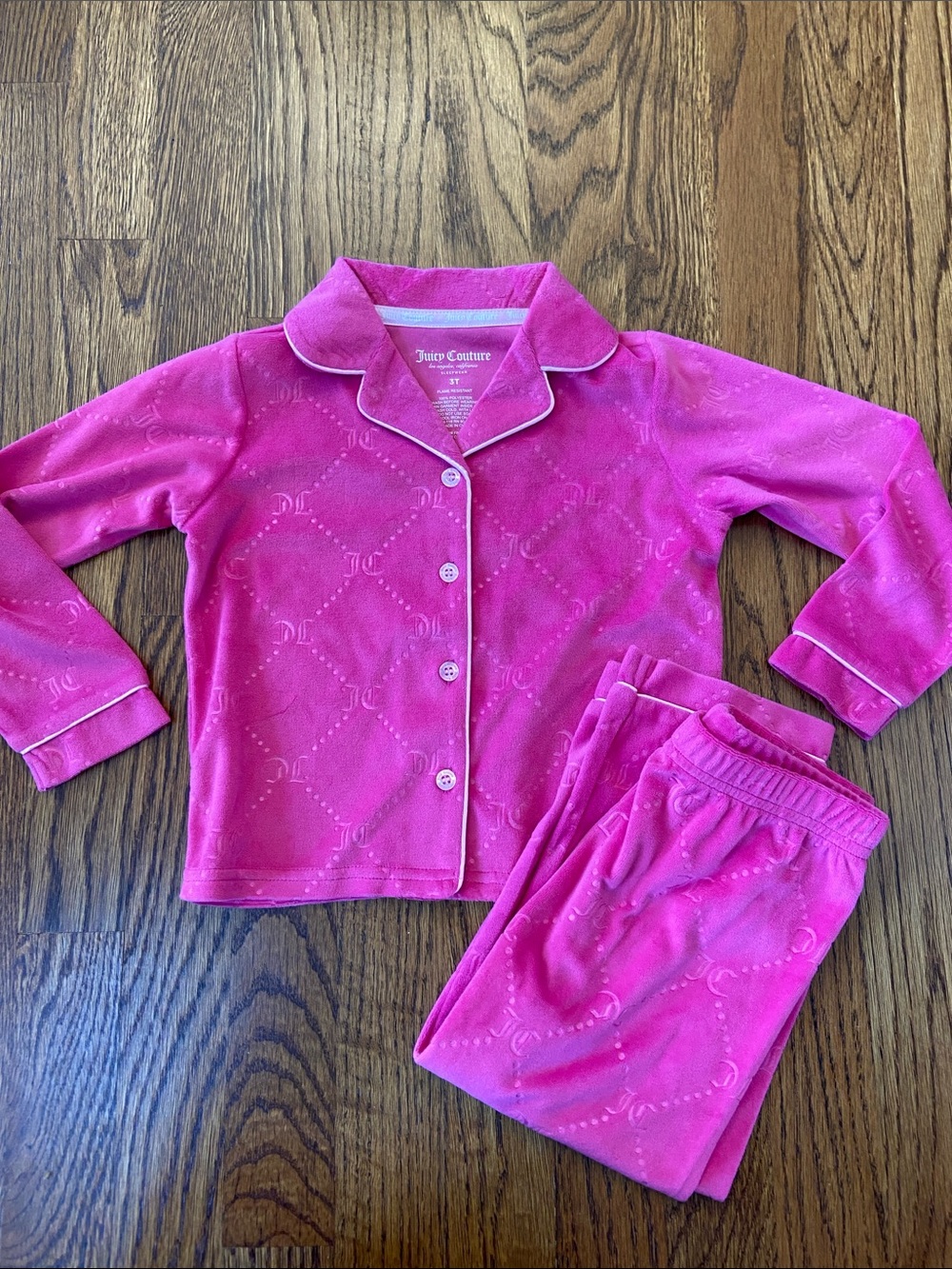 Juicy Couture‎ Hot Pink Kids Velour Pajama Set, 3T, NWT
